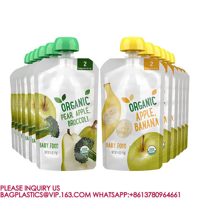 Manufacture Custom Print Liquid Pouches Fruit Juice Jelly Bag Drink Cute Baby Spout Pouch 4