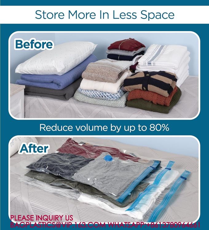 Space Saving Clothes Vac Pack Vacuum Storage Bags Variety Pack with Hand Pump Included 6