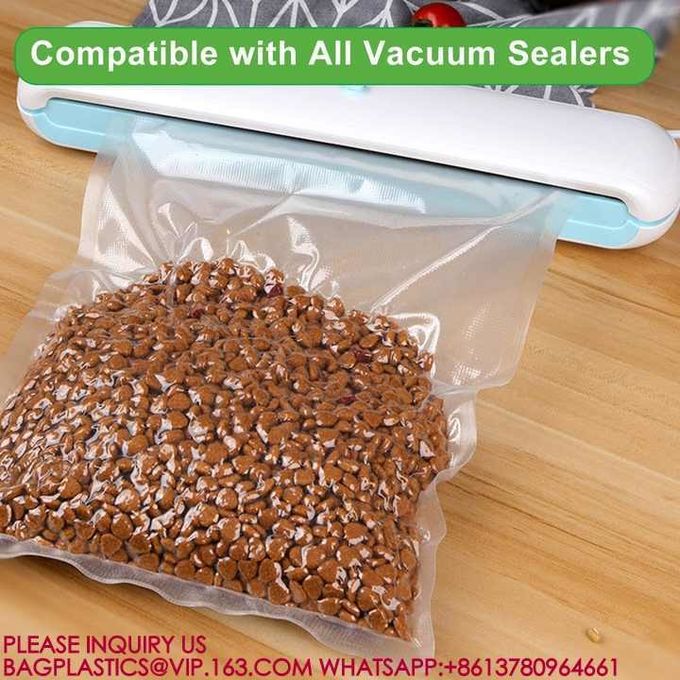 Food Grade Plastic Packaging Bag PA PE 3 Sided Sealed Snack Bag Embossed Food Vacuum 4