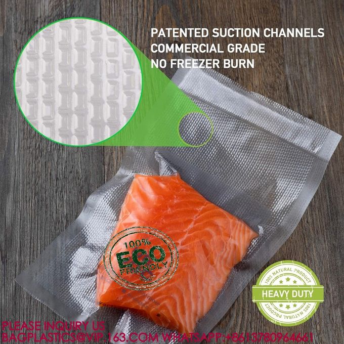 Food Grade Plastic Packaging Bag PA PE 3 Sided Sealed Snack Bag Embossed Food Vacuum 0