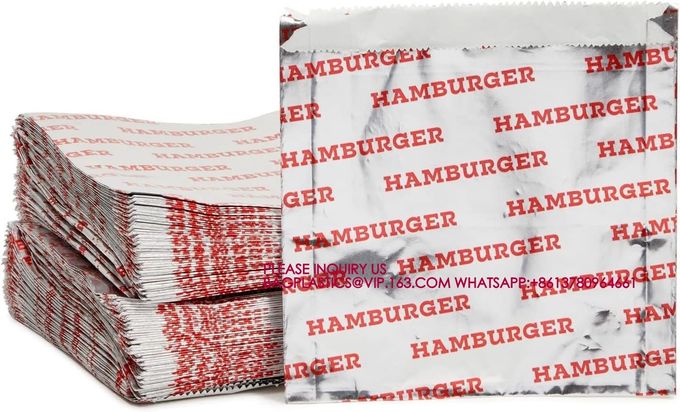 Foil Paper Hot Dog Holders Hamburger Wrapper Combination Pack, Grease Resistant Food Bag 2