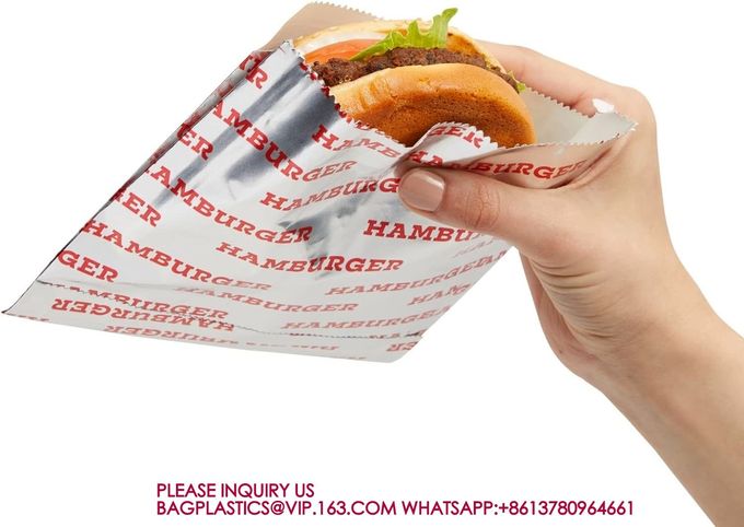 Foil Paper Hot Dog Holders Hamburger Wrapper Combination Pack, Grease Resistant Food Bag 1