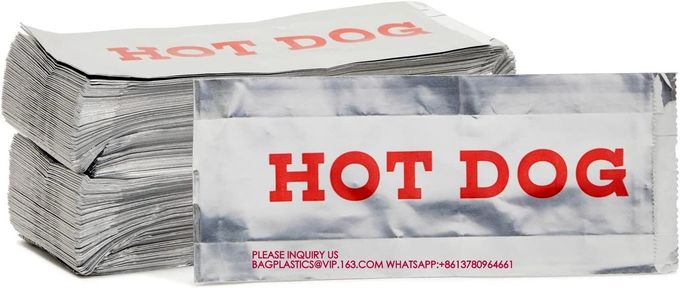 Foil Paper Hot Dog Holders Hamburger Wrapper Combination Pack, Grease Resistant Food Bag 0