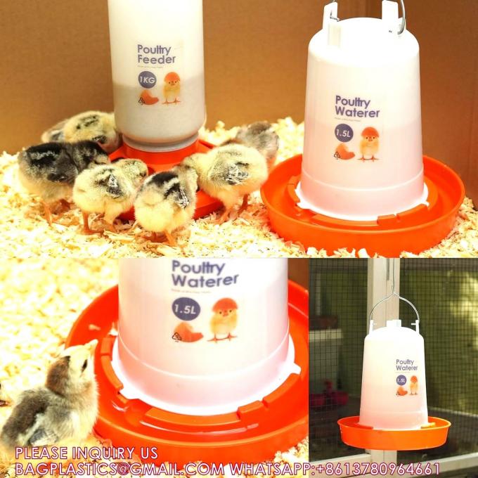 Recyclable Sustainable Plastic Chick Feeder Waterer Kit Chicken Feeder and Waterer Set 1