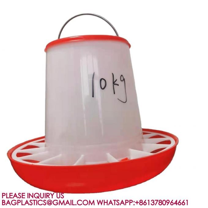 Plastic Poultry Feeder Pan Bucket Water Drinker Farm Equipment Auto 10kg Chicken Feeder 0